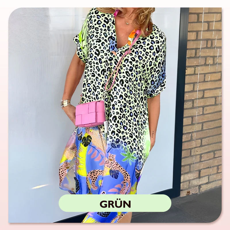 Lockeres, atmungsaktives Kleid mit Leopardenmuster