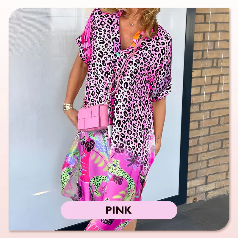 Lockeres, atmungsaktives Kleid mit Leopardenmuster